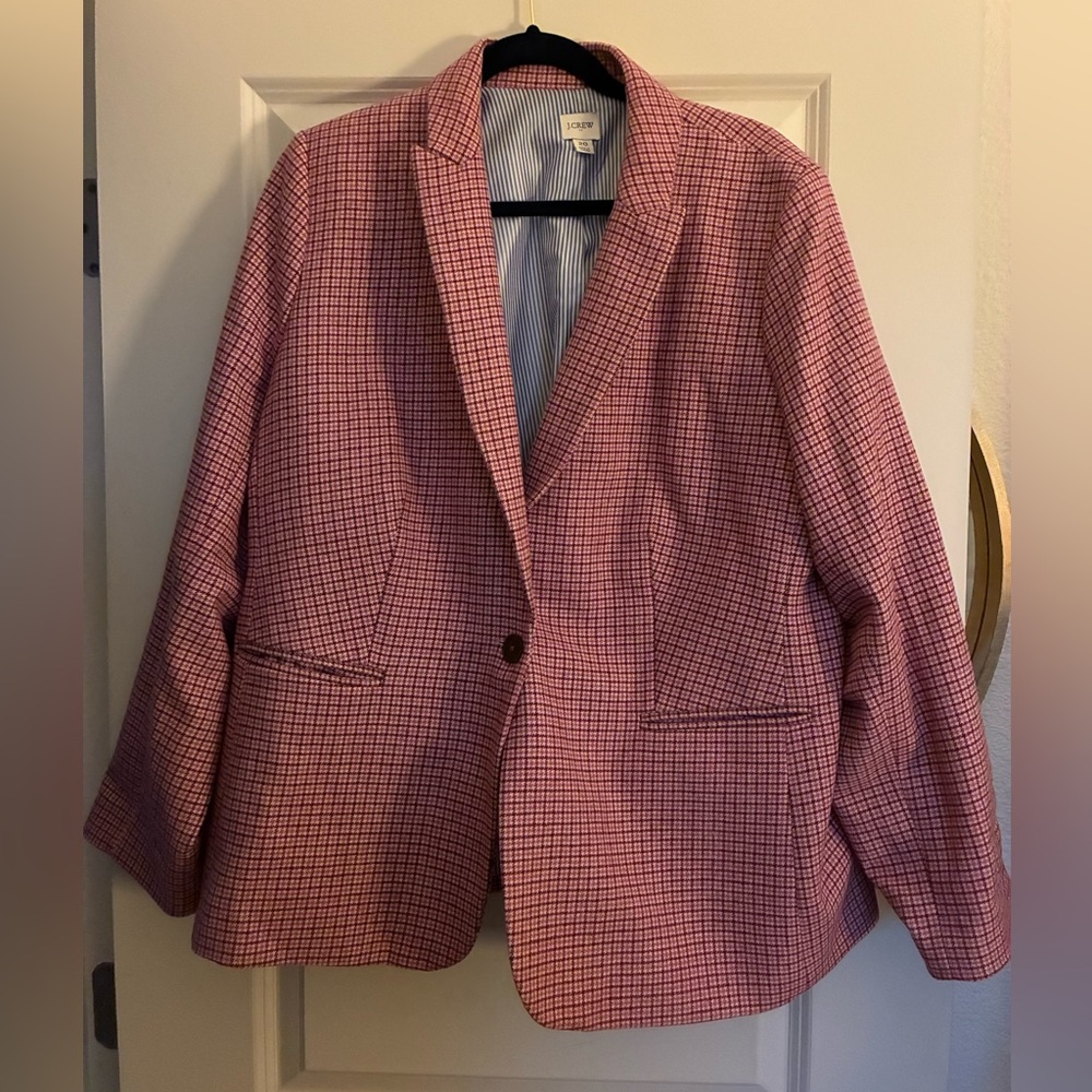 J. Crew Pink Herringbone Wool Blend Holland Blazer - Picture 2 of 5